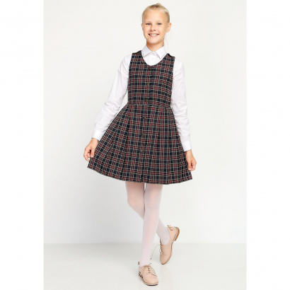 Сарафан в клетку для девчки сине фиолетовая клетка
