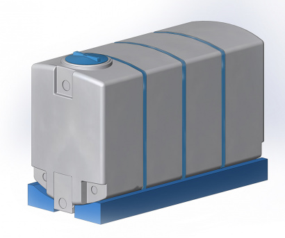 Пластиковая емкость 3750 л (4 куб.м) с полным сливом в обрешетке