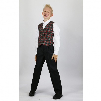 Жилет красно-зеленая клетка двубортный