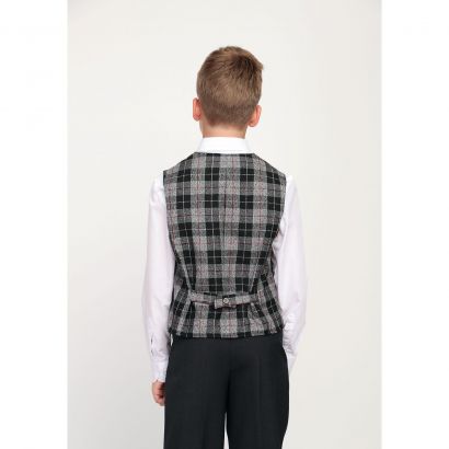 Жилет в серую крупную клетку классический двубортный