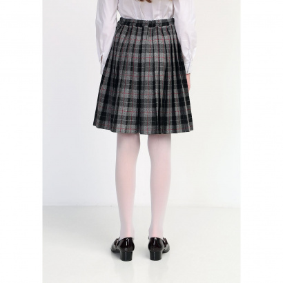 Юбка детская в серую крупную клетку из полушерсти или полувискозы