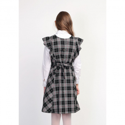 Сарафан детский в серую клетку полушерсть