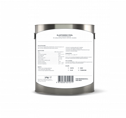 ELASTOMERIC – POOL (3кг белый) Финишное однокомпонентное покрытие для  гидроизоляции бассейнов, резервуаров, фонтанов.