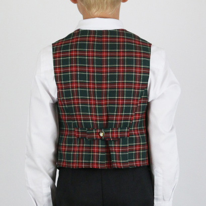 Жилет красно-зеленая клетка двубортный