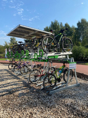 Двухуровневая велопарковка 12 мест с навесом