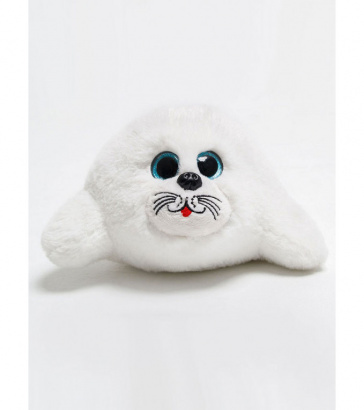 Мягкая игрушка нерпа Маша, белая с вышитой мордочкой, 24 см, Mi018