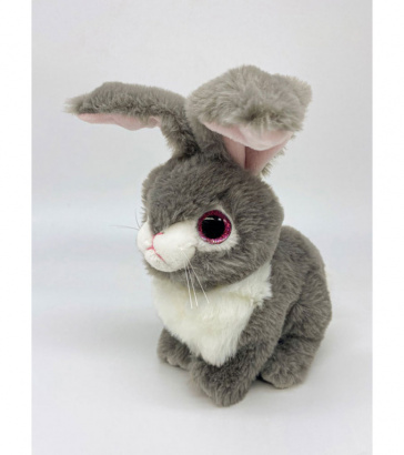 Кролик с ушами, серый с подвижными ушами и реалистичными формами, 23 см, Mi042