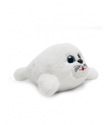Мягкая игрушка нерпа Маша, белая с вышитой мордочкой, 24 см, Mi018
