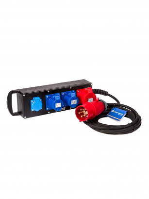 Промышленный удлинитель на колодке КГ 5х2,5 10м  (1х380В 32А CEE 5P/2х220В 16А CEE 3P /1х220В 16А SCHUCO) ТЕН303-160