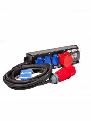 Промышленный удлинитель на колодке с автоматом защиты КГ 5х4 10м  (1х380В 32А CEE 5P/3х220В 16А CEE 3P) ТЕН303-169