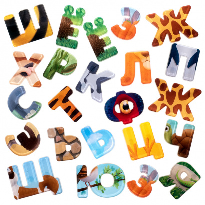 НАБОР ЗАПАСНЫХ МАГНИТНЫХ БУКВ русского алфавита, серия: ЛАПЫ, УШИ И ХВОСТЫ