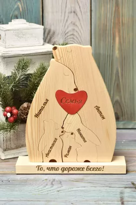 Деревянные фигурки семья медведи
