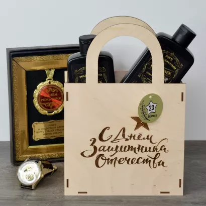 Деревянный ящик кашпо 23 февраля