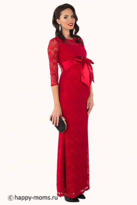 Бирюзовое платье для беременных из кружева