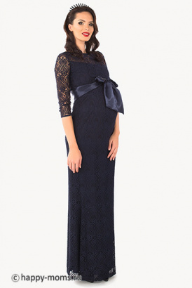 Бирюзовое платье для беременных из кружева