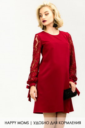Платье с кружевом для беременных и кормящих