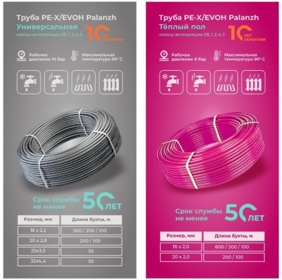 Трубы PE-X Palanzh с антидиффузионным слоем EVOH