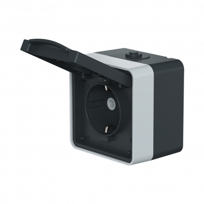 Розетка электрическая CADUCEUS ALING PROTECTA для открытой проводки, без шторок, с крышкой, 16А, 250В~ (Артикул: 22401.A1)