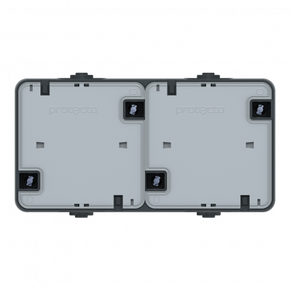 Розетка электрическая двухместная горизонтальная CADUCEUS ALING PROTECTA для открытой проводки, без шторок, с крышкой, 16А, 250В~ (Артикул: 22421P.A1)