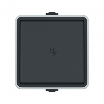 Выключатель одноклавишный кнопочный CADUCEUS ALING PROTECTA для открытой проводки, с символом звонок, 10А, 250В~ (Артикул: 22506.A1)