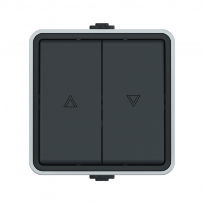 Выключатель двухклавишный кнопочный CADUCEUS ALING PROTECTA для открытой проводки, для жалюзи, 10А, 250В~ (Артикул: 22507.A1)