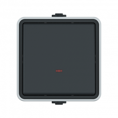 Выключатель одноклавишный CADUCEUS ALING PROTECTA, проходной, для открытой проводки, с индикацией, 10АХ, 250В~ (Артикул: 22513.A1)