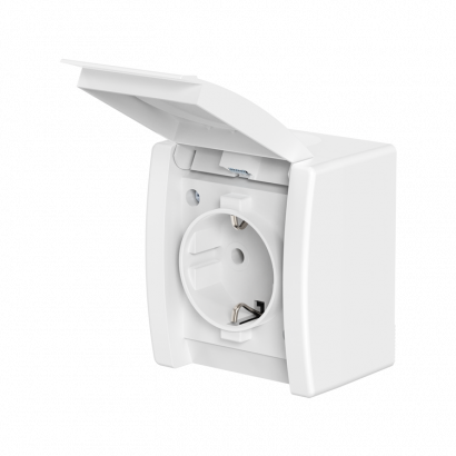 Розетка электрическая CADUCEUS ALING POWER для открытой проводки, без шторок, с крышкой, 16А, 250В~ (Артикул: 241)