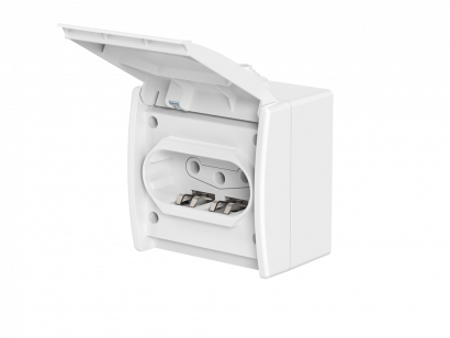 Розетка электрическая CADUCEUS ALING POWER для открытой проводки, без шторок, с крышкой, 16А, 440В~ (Артикул: 243)