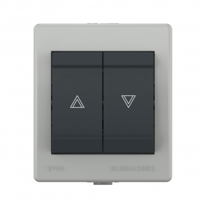 Выключатель двухклавишный CADUCEUS ALING POWER для открытой проводки, для жалюзи, 16А, 250В~ (Артикул: 257)