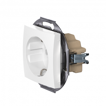 Розетка скрытой установки CADUCEUS ALING PRESTIGE, с заземлением, без шторок, с крышкой, с керамическим основанием, 16А, 250В~, механизм (Артикул: 6003)