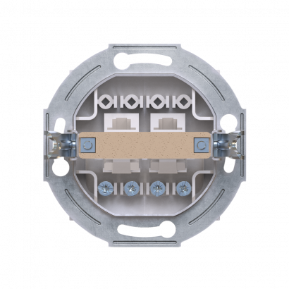 Розетка скрытой установки CADUCEUS ALING PRESTIGE 2хRJ12 6P2C двойная, телефонная, механизм (Артикул: 6011)