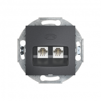 Розетка скрытой установки CADUCEUS ALING PRESTIGE 2хRJ12 6P2C двойная, телефонная, механизм (Артикул: 6011)
