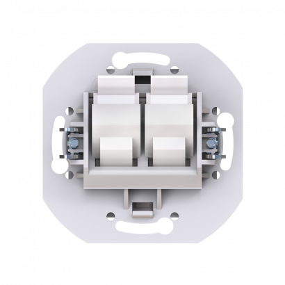 Розетка скрытой установки CADUCEUS ALING PRESTIGE с модулями Keystone 2хRJ12 6P6C cat. 3, двойная, телефонная, механизм (Артикул: 60131)