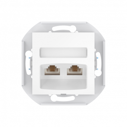 Розетка скрытой установки CADUCEUS ALING PRESTIGE с модулями Keystone 2хRJ12 6P4C, двойная телефонная, механизм (Артикул: 6013)