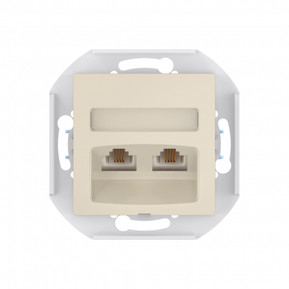 Розетка скрытой установки CADUCEUS ALING PRESTIGE с модулями Keystone 2хRJ12 6P4C, двойная телефонная, механизм (Артикул: 6013)