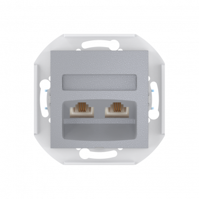 Розетка скрытой установки CADUCEUS ALING PRESTIGE с модулями Keystone 2хRJ12 6P4C, двойная телефонная, механизм (Артикул: 6013)
