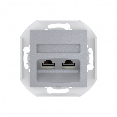 Розетка скрытой установки CADUCEUS ALING PRESTIGE двойная, компьютерная с модулями Keystone RJ45 8P8C, cat.5e, UTP, механизм, (UTP - неэкранированный) (Артикул: 6014)