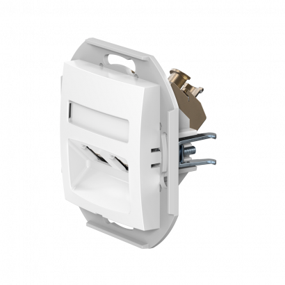 Розетка скрытой установки CADUCEUS ALING PRESTIGE двойная, компьютерная с модулями Keystone RJ45 8P8C, cat.5e, FTP, механизм (FTP - экранированный) (Артикул: 6014S)