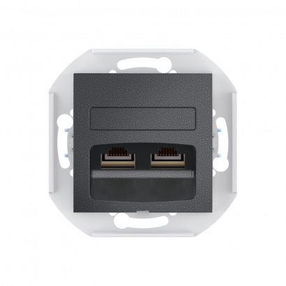 Розетка скрытой установки CADUCEUS ALING PRESTIGE двойная, компьютерная с модулями Keystone RJ45 8P8C, cat.5e, FTP, механизм (FTP - экранированный) (Артикул: 6014S)