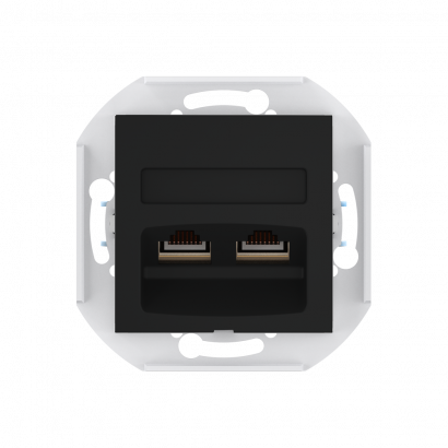 Розетка скрытой установки CADUCEUS ALING PRESTIGE двойная, компьютерная с модулями Keystone RJ45 8P8C, cat.5e, FTP, механизм (FTP - экранированный) (Артикул: 6014S)