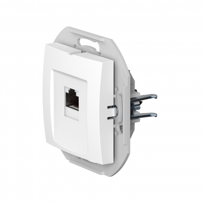 Розетка скрытой установки CADUCEUS ALING PRESTIGE компьютерная с модулем Keystone RJ45 8P8C, cat.6, FTP, механизм (FTP - экранированный) (Артикул: 60150S)