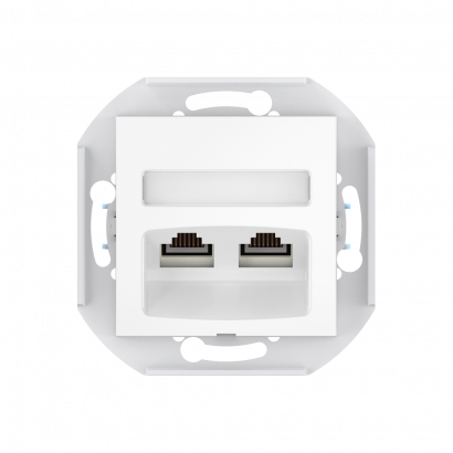 Розетка скрытой установки CADUCEUS ALING PRESTIGE двойная компьютерная с модулями Keystone RJ45 8P8C, cat.6, UTP, механизм (Артикул: 6015)