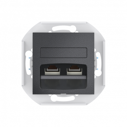 Розетка скрытой установки CADUCEUS ALING PRESTIGE двойная компьютерная с модулями Keystone RJ45 8P8C, cat.6, UTP, механизм (UTP - неэкранированный) (Артикул: 6015)