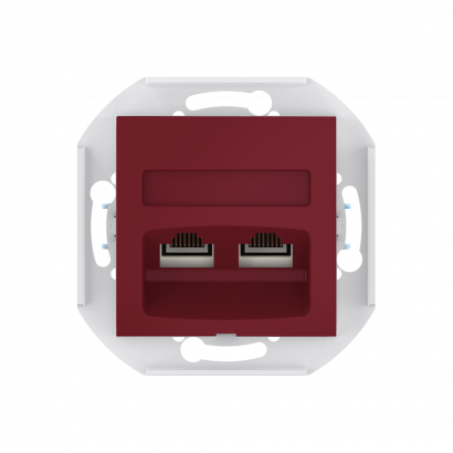 Розетка скрытой установки CADUCEUS ALING PRESTIGE двойная компьютерная с модулями Keystone RJ45 8P8C, cat.6, UTP, механизм (Артикул: 6015)