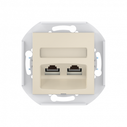 Розетка скрытой установки CADUCEUS ALING PRESTIGE двойная компьютерная с модулями Keystone RJ45 8P8C, cat.6, UTP, механизм (Артикул: 6015)