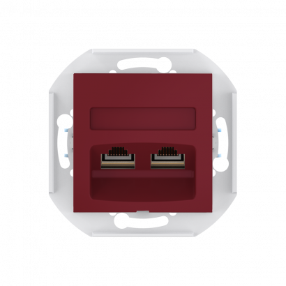 Розетка скрытой установки CADUCEUS ALING PRESTIGE двойная компьютерная с модулями Keystone RJ45 8P8C, cat.6, FTP, механизм (FTP - экранированный) (Артикул: 6015S)