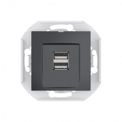 Розетка скрытой установки CADUCEUS ALING PRESTIGE двойная, USB, тип А, для зарядки устройств, 2,1А, 5В=, 250В~, механизм (Артикул: 60161)