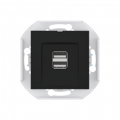 Розетка скрытой установки CADUCEUS ALING PRESTIGE двойная, USB, тип А, для зарядки устройств, 2,1А, 5В=, 250В~, механизм (Артикул: 60161)