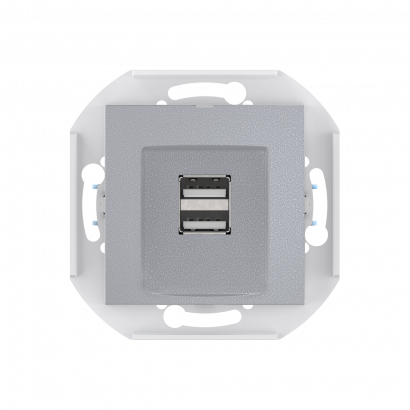 Розетка скрытой установки CADUCEUS ALING PRESTIGE двойная, USB, тип А, для зарядки устройств, 2,1А, 5В=, 250В~, механизм (Артикул: 60161)