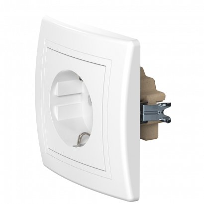 Розетка скрытой установки CADUCEUS ALING PRESTIGE, с заземлением, со шторками, с керамическим основанием, 16А, 250В~ (Артикул: 601)